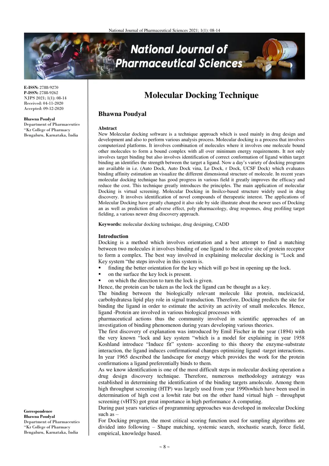 غلاف تقرير Molecular Docking Technique
