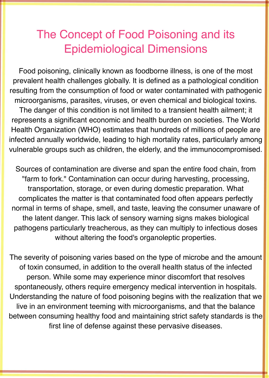 غلاف تقرير The Concept of Food Poisoning and its Epidemiological Dimensions