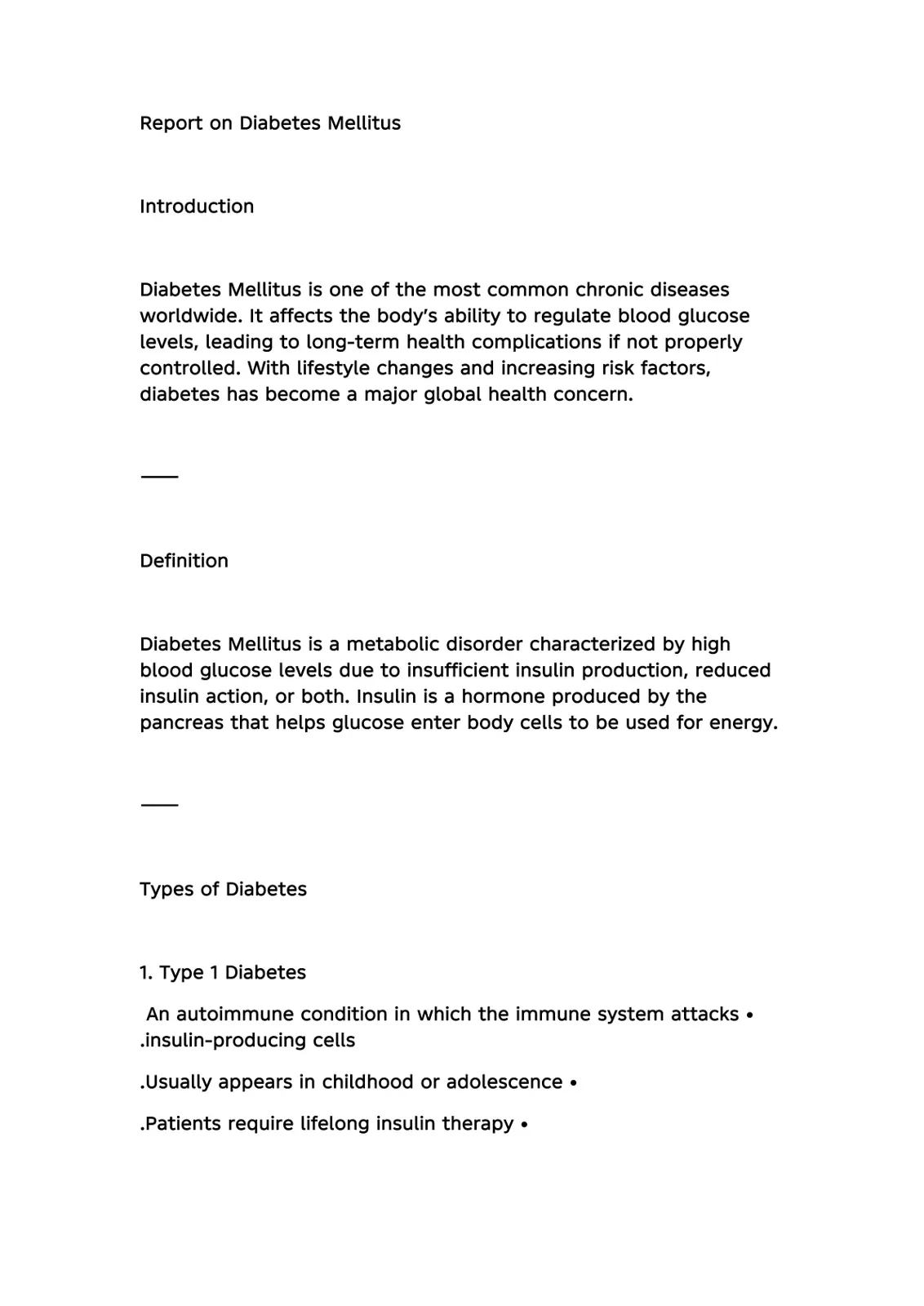 غلاف تقرير Report on Diabetes Mellitus