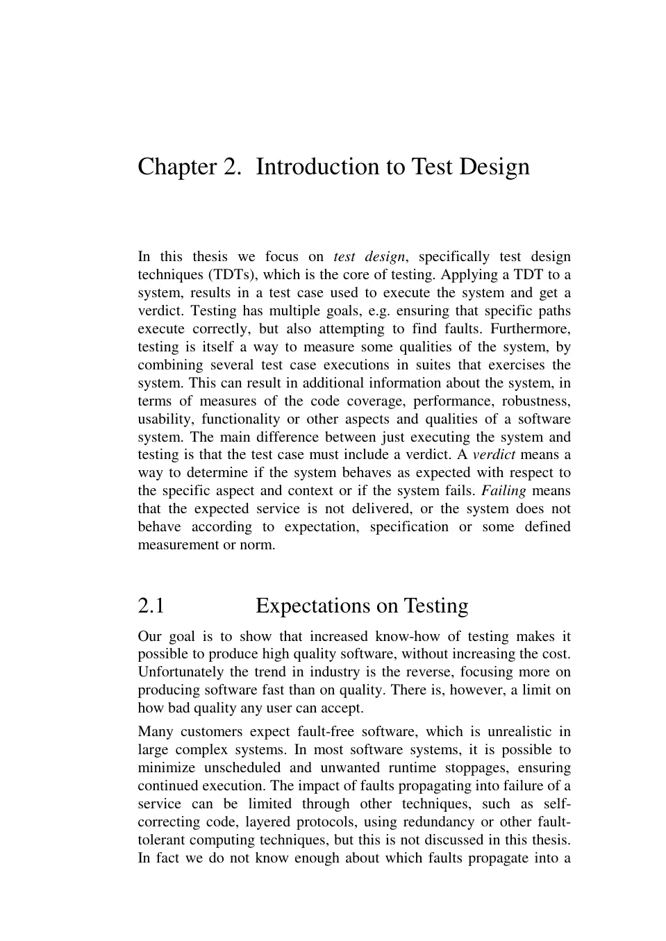 غلاف تقرير Chapter 2. Introduction to Test Design