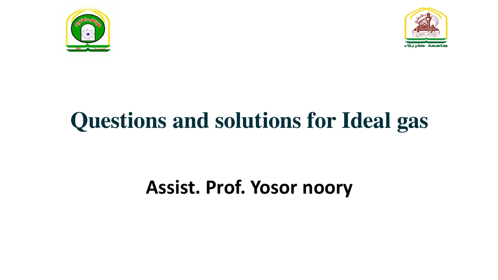 غلاف تقرير Questions and solutions for Ideal gas