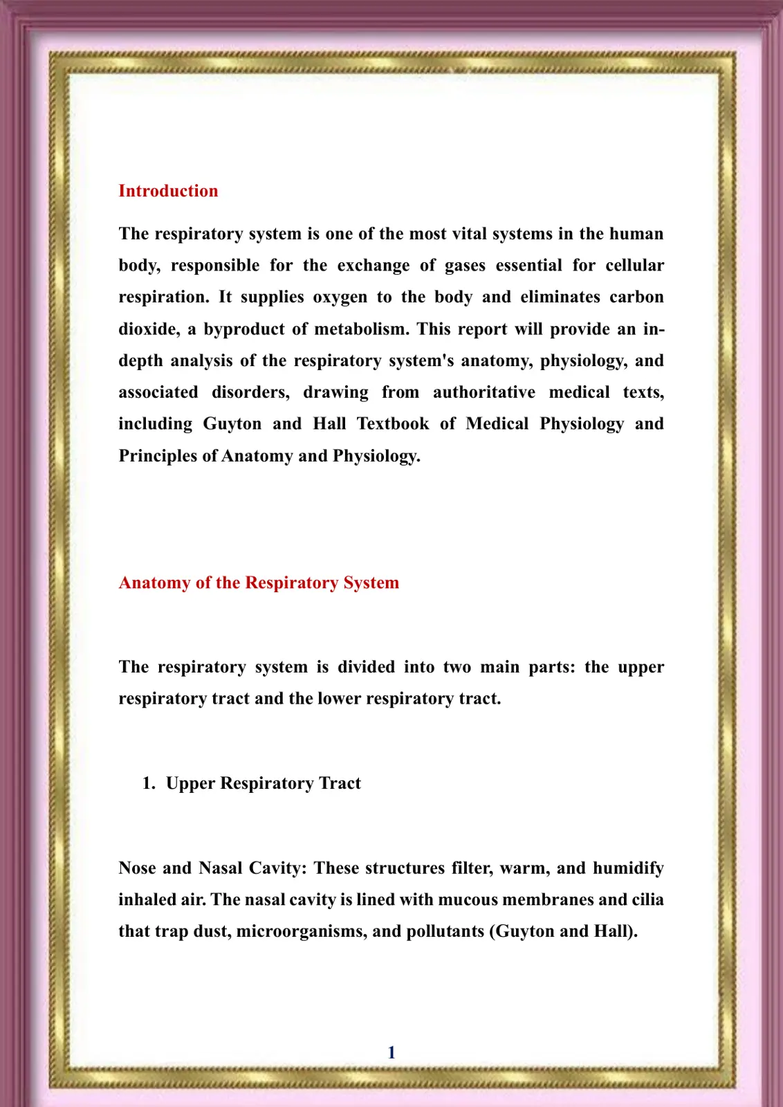 غلاف تقرير The Respiratory System