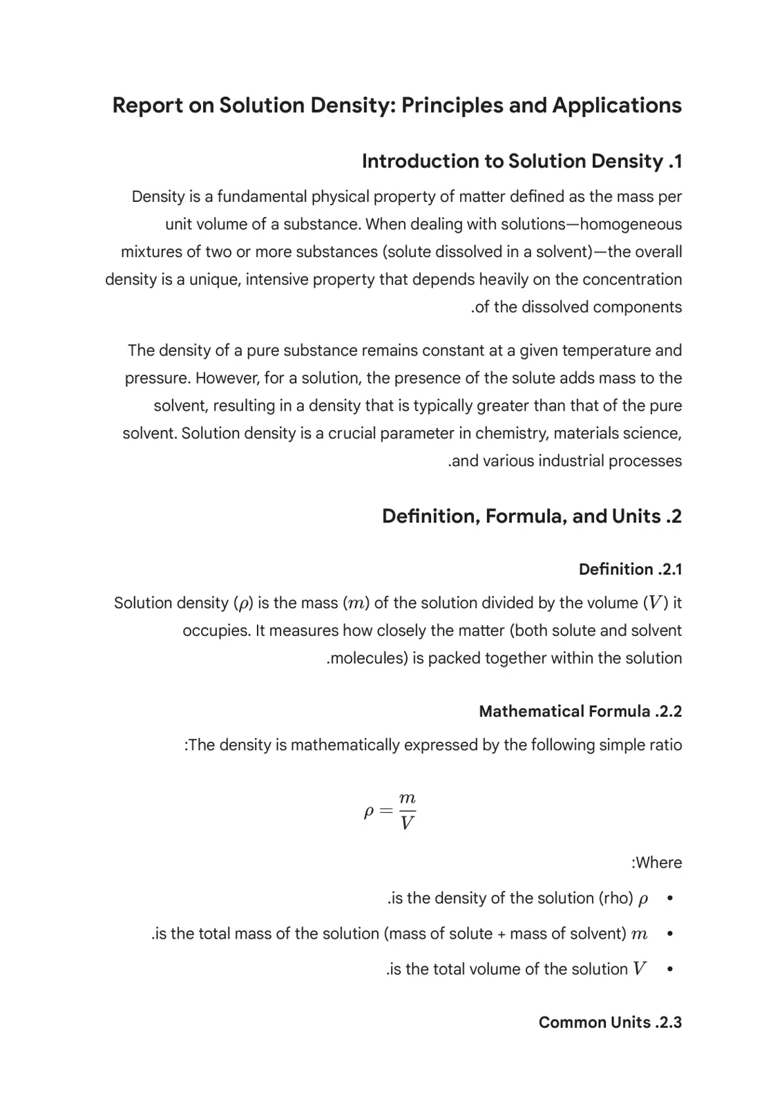 غلاف تقرير Report on Solution Density: Principles and Applications