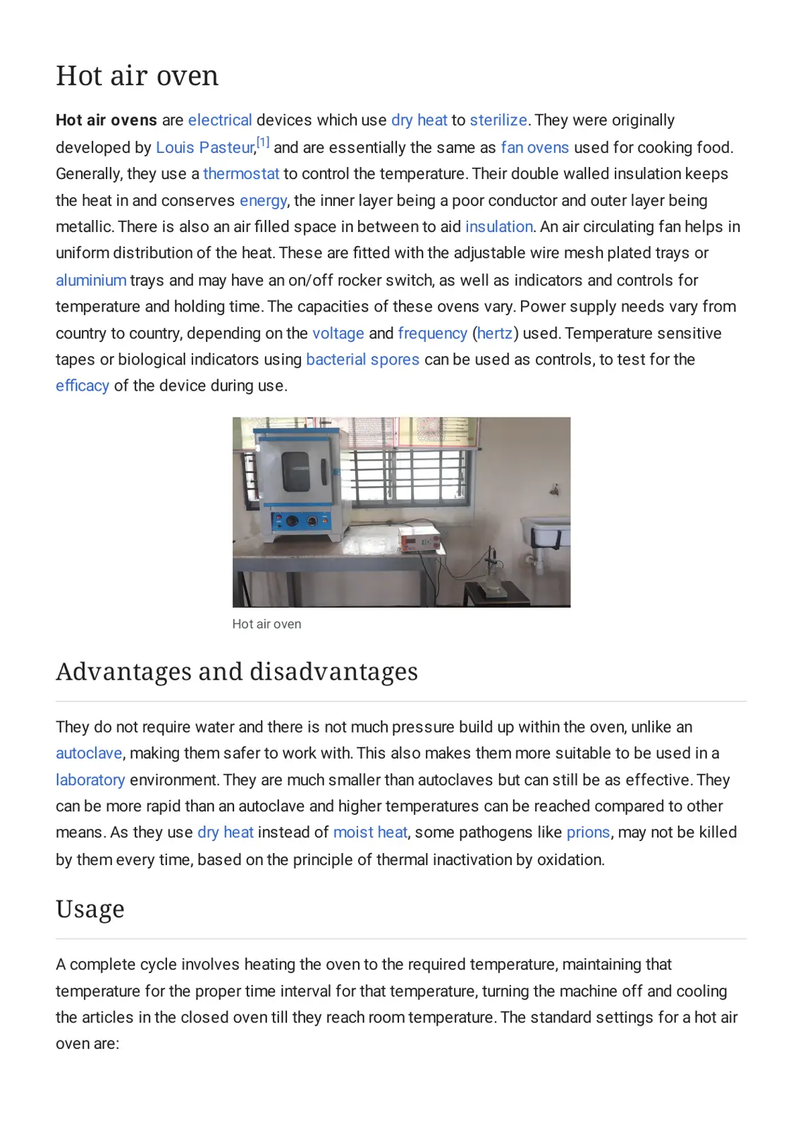 غلاف تقرير Hot air oven