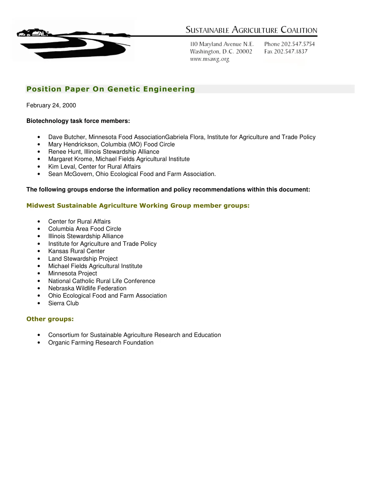 غلاف تقرير Position Paper On Genetic Engineering