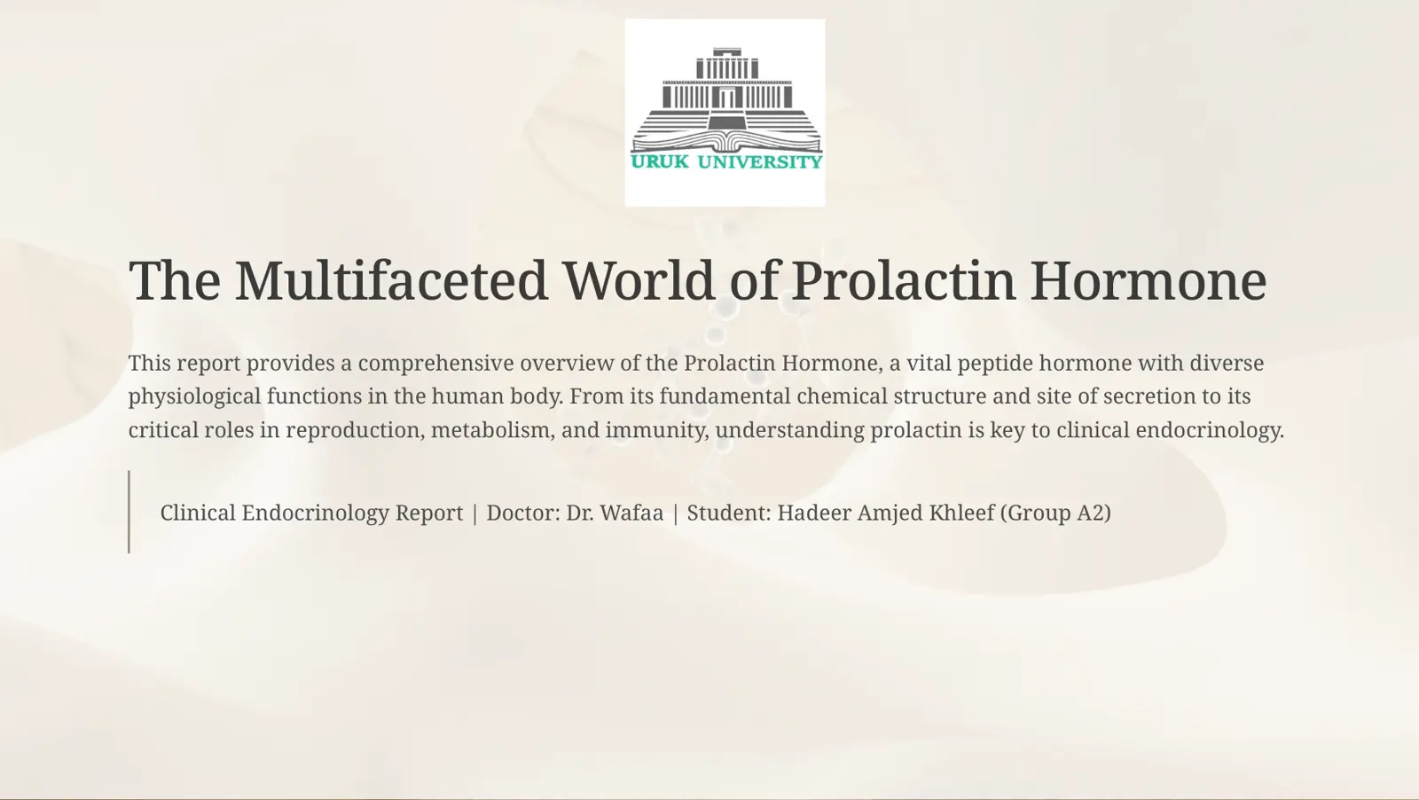 غلاف تقرير The Multifaceted World of Prolactin Hormone