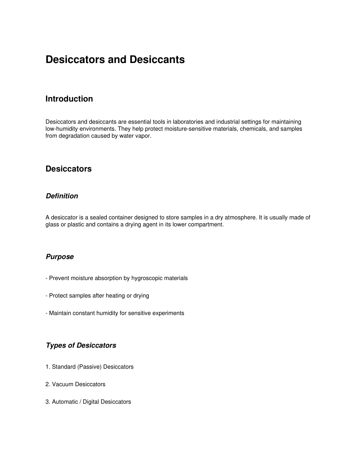 غلاف تقرير Desiccators and Desiccants