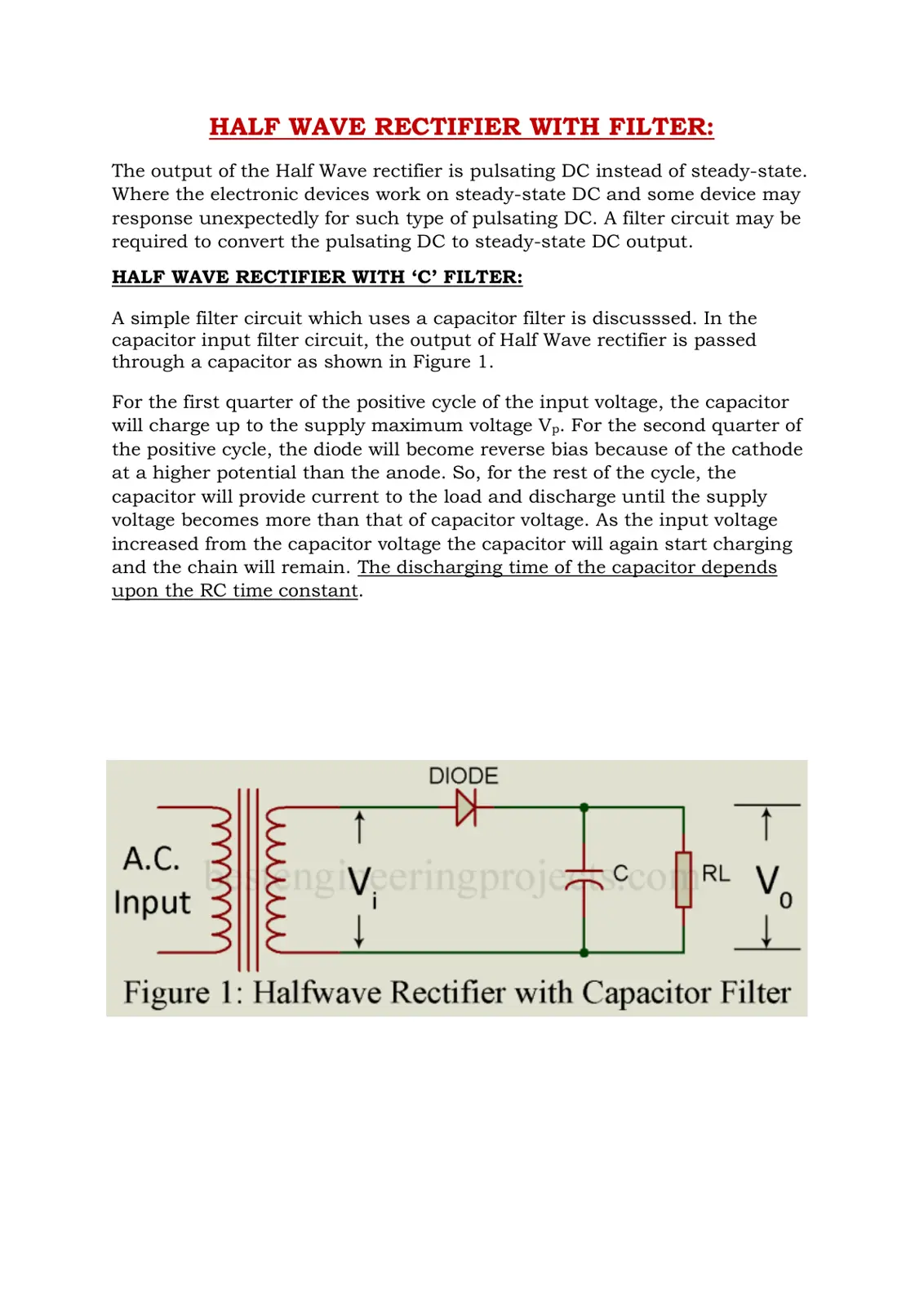 غلاف تقرير HALF WAVE RECTIFIER WITH FILTER