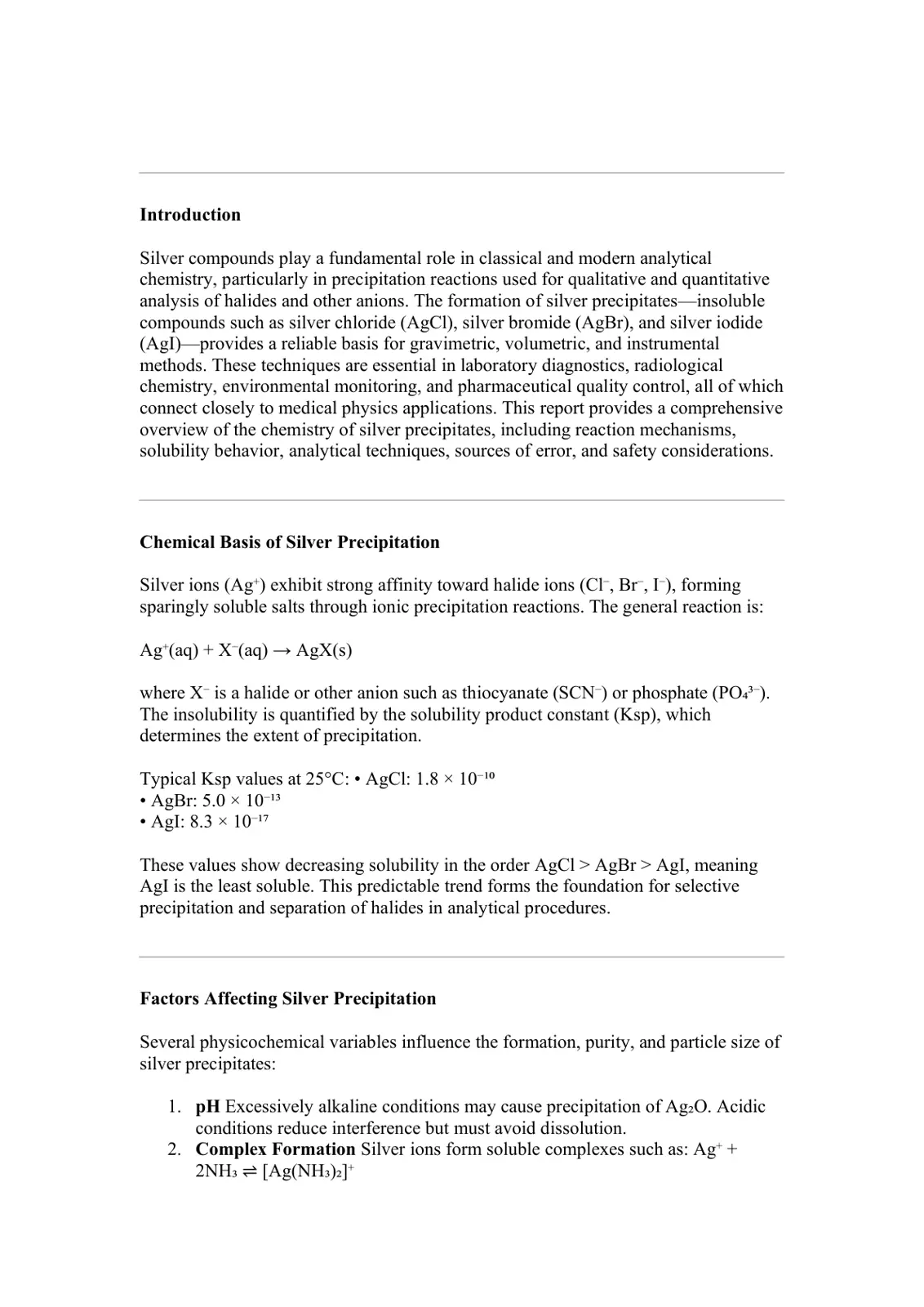 غلاف تقرير Introduction: Silver Compounds in Analytical Chemistry