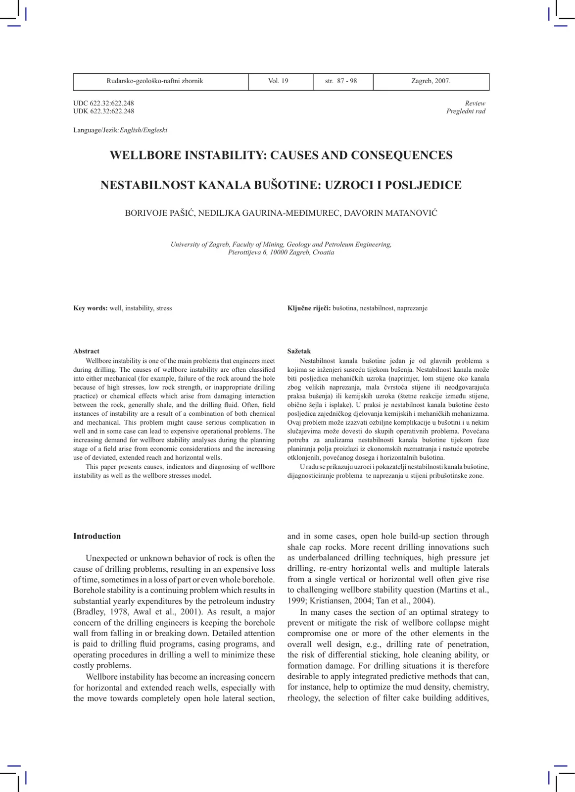 غلاف تقرير Wellbore Instability: Causes and Consequences