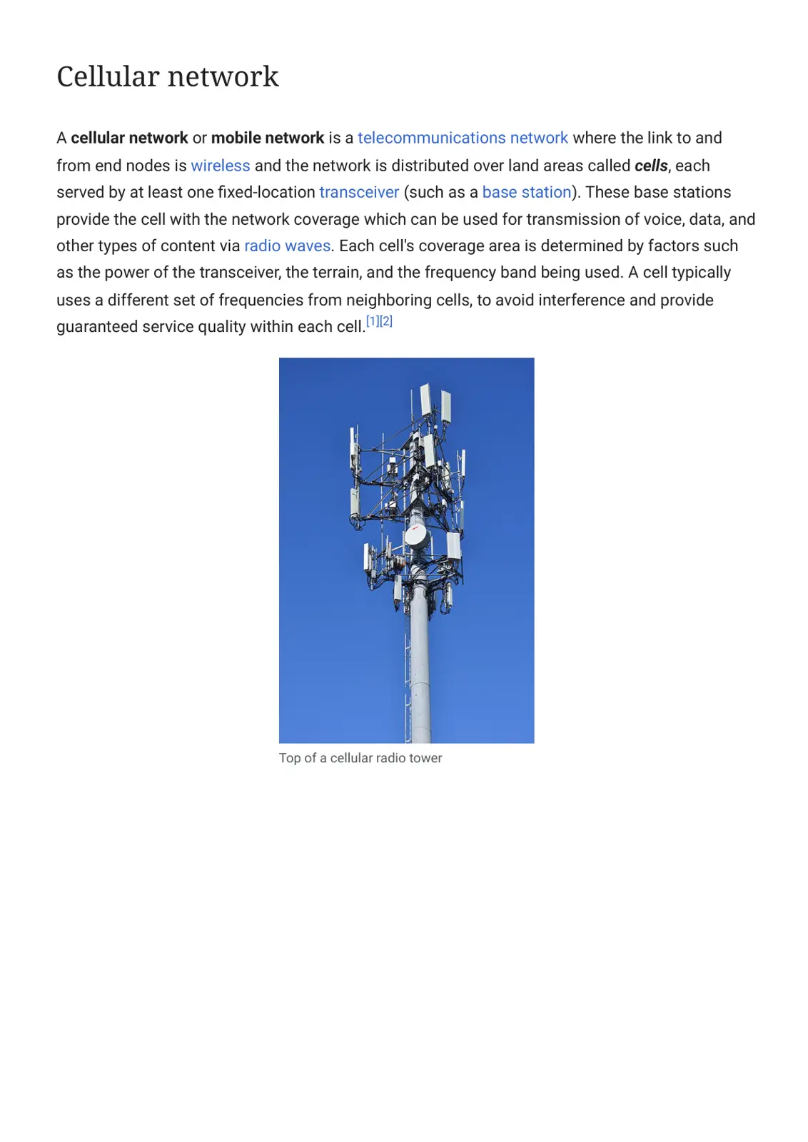 غلاف تقرير Cellular network