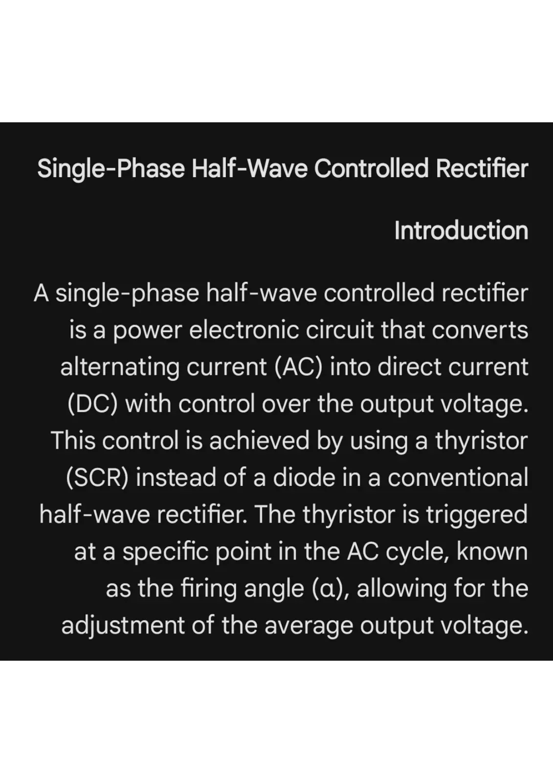 غلاف تقرير Single-Phase Half-Wave Controlled Rectifier