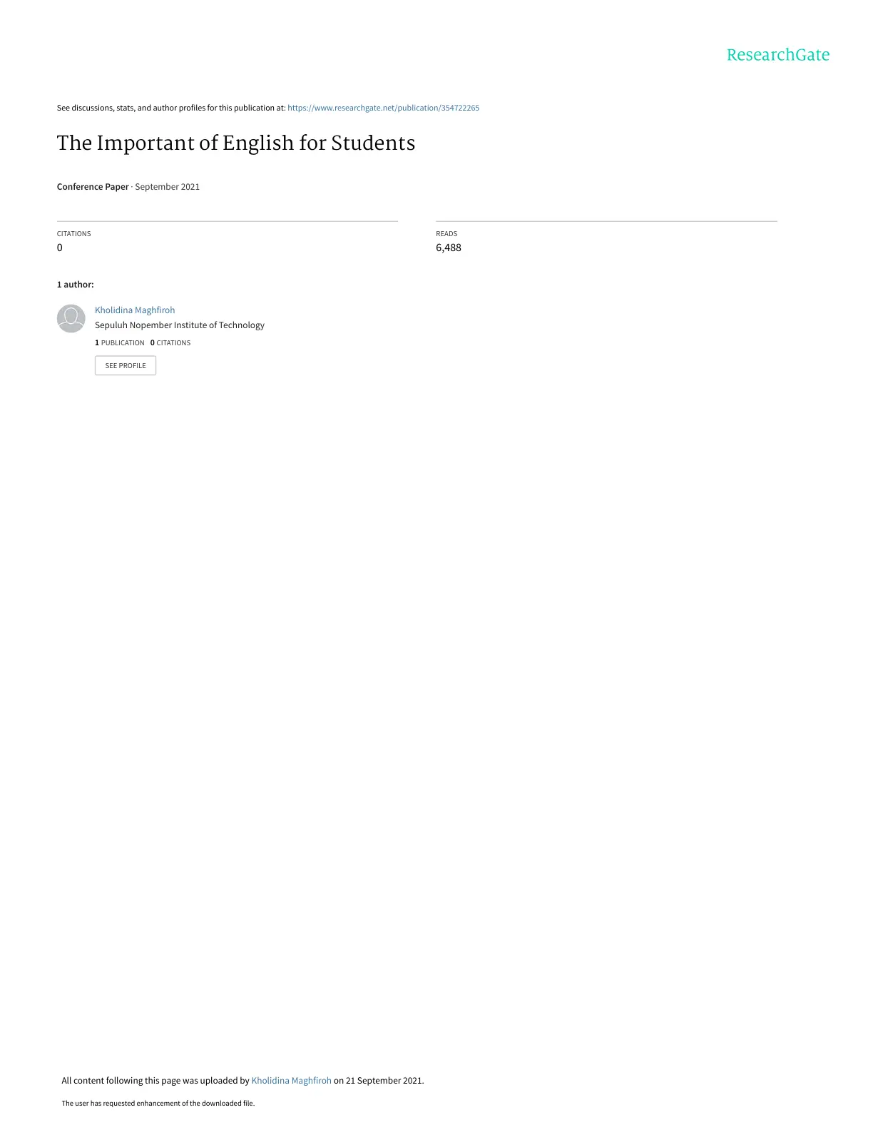 غلاف تقرير The Important of English for Students
