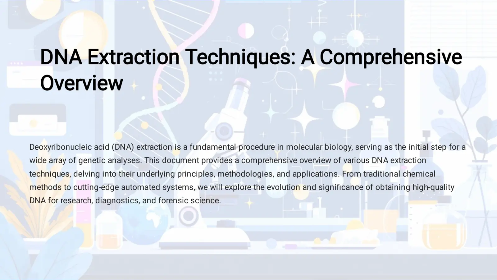 غلاف تقرير DNA Extraction Techniques: A Comprehensive Overview