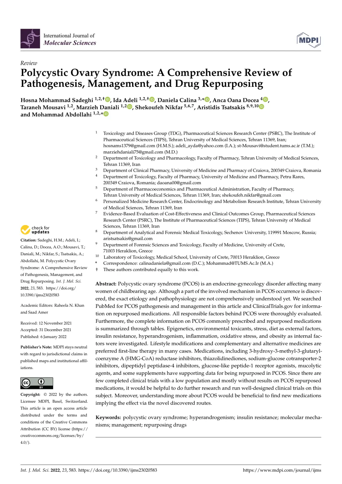 غلاف تقرير Polycystic Ovary Syndrome: A Comprehensive Review of Pathogenesis, Management, and Drug Repurposing
