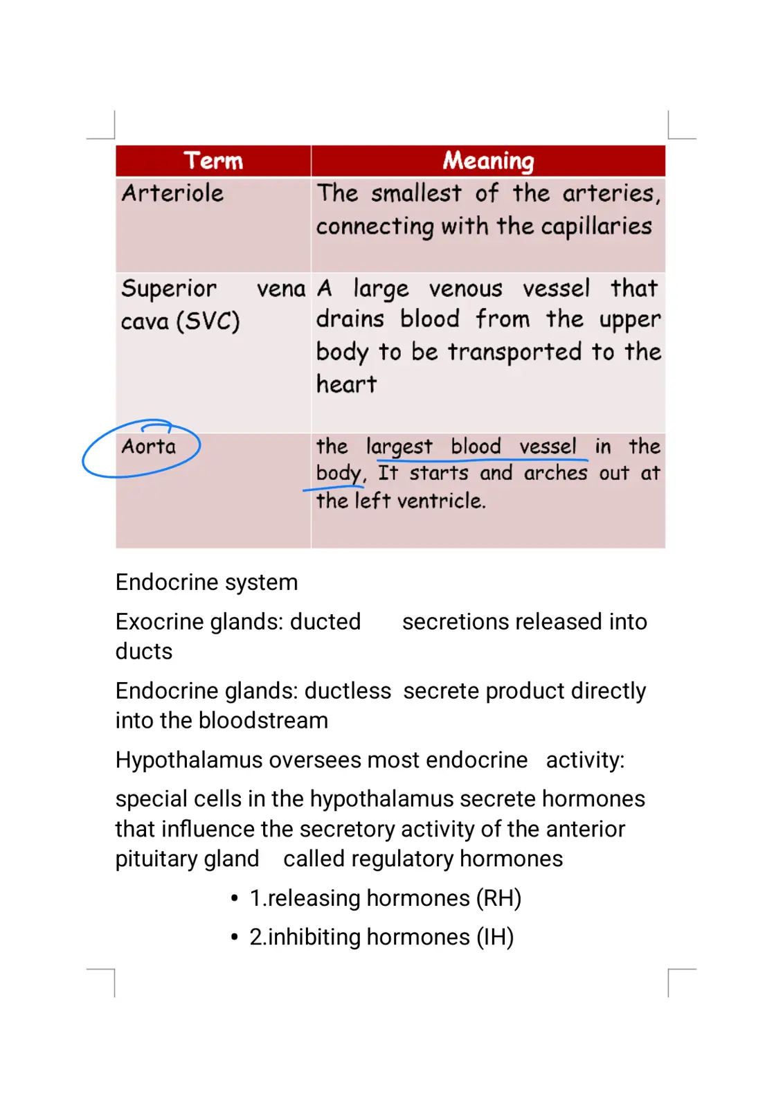 غلاف تقرير arteriole, superior cava (SVC), aorta