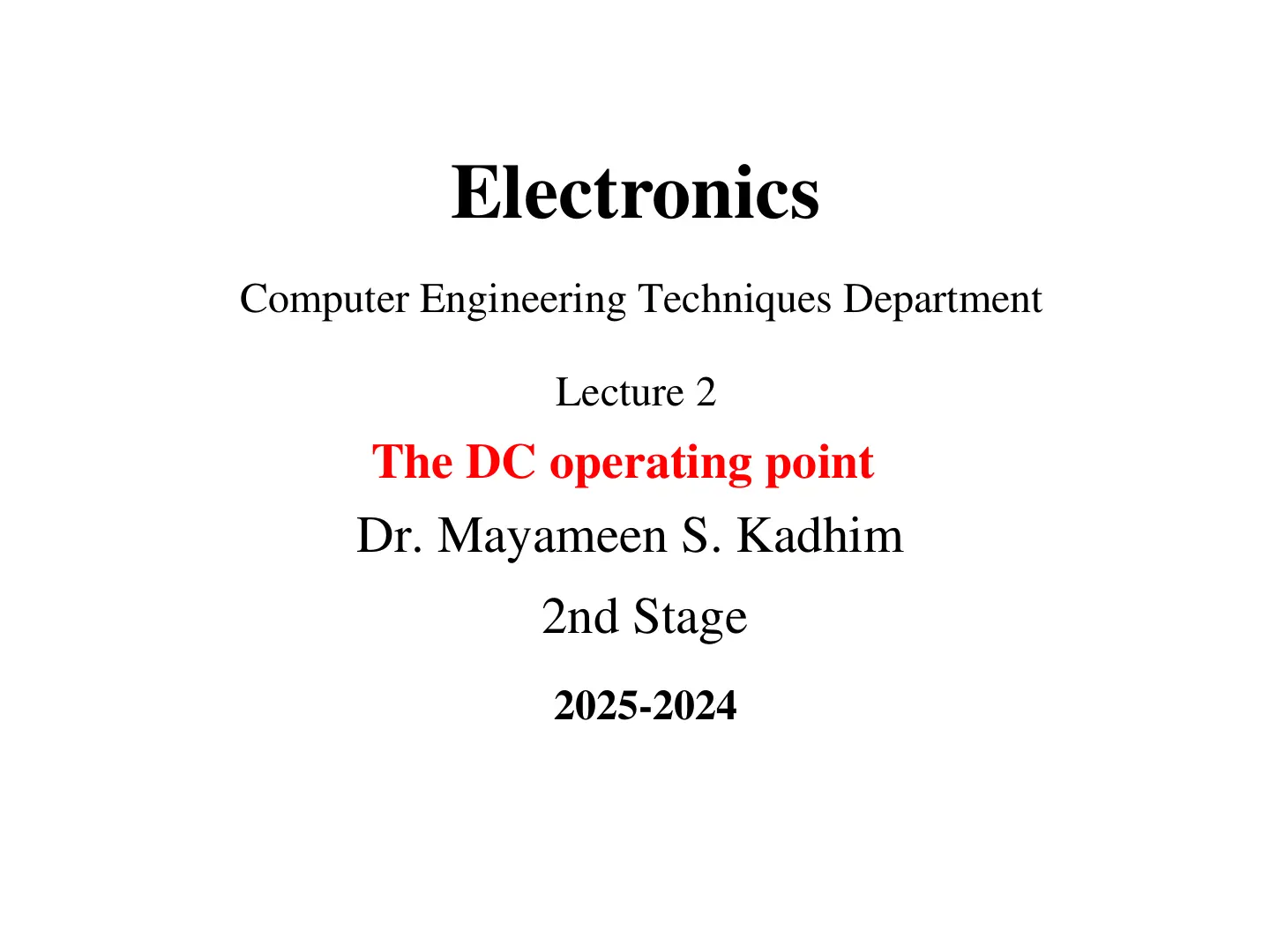 غلاف تقرير Electronics: The DC operating point