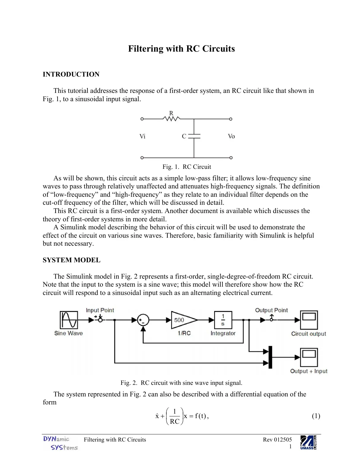 غلاف تقرير Filtering with RC Circuits