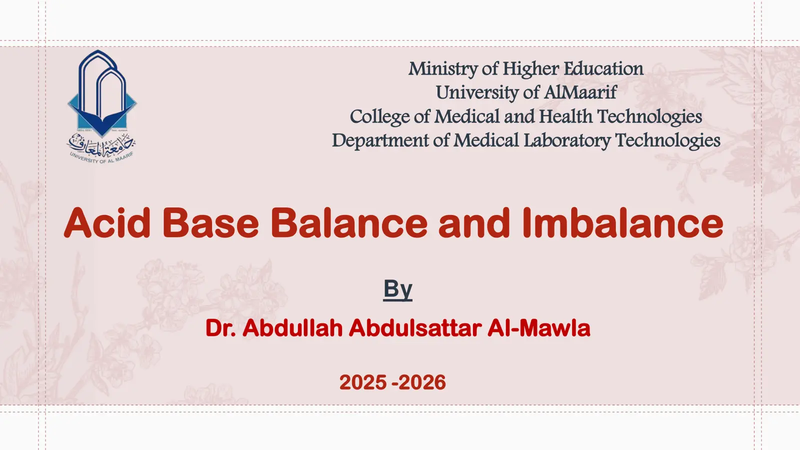 غلاف تقرير Acid Base Balance and Imbalance
