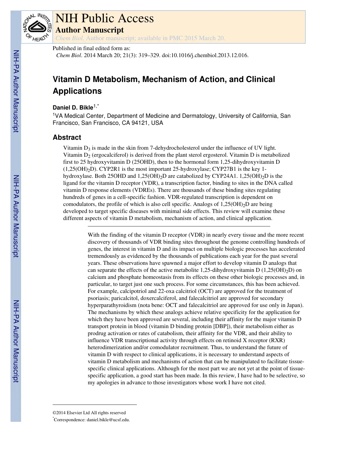 غلاف تقرير Vitamin D Metabolism, Mechanism of Action, and Clinical Applications