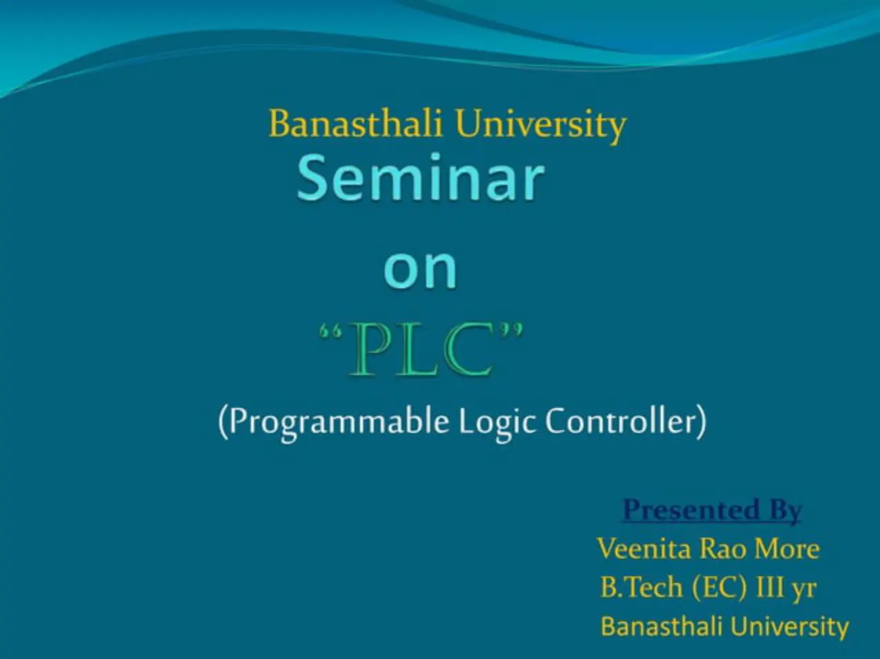 غلاف تقرير Seminar on "PLC" (Programmable Logic Controller)