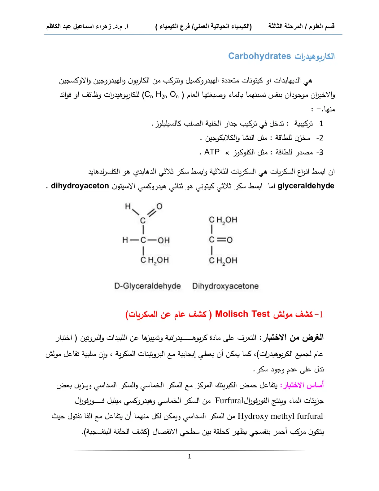 غلاف تقرير الكاربوهيدرات Carbohydrates