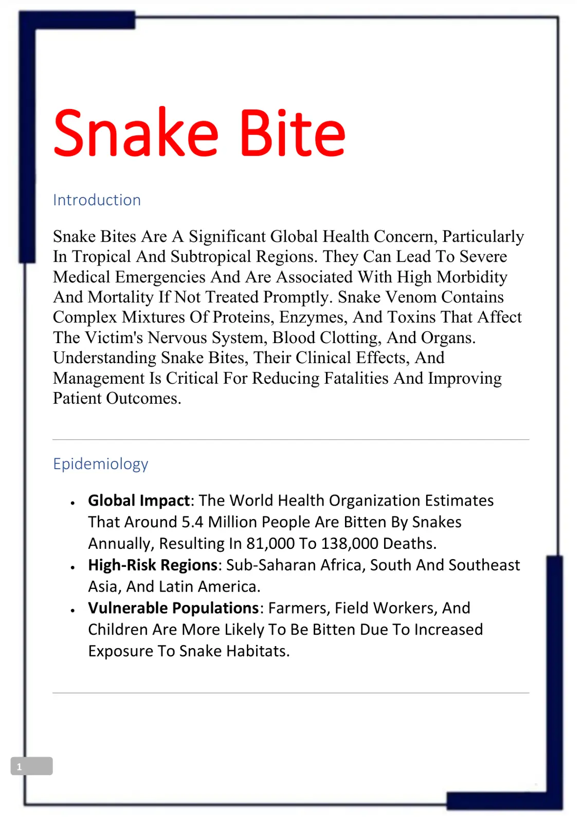 غلاف تقرير Snake Bite