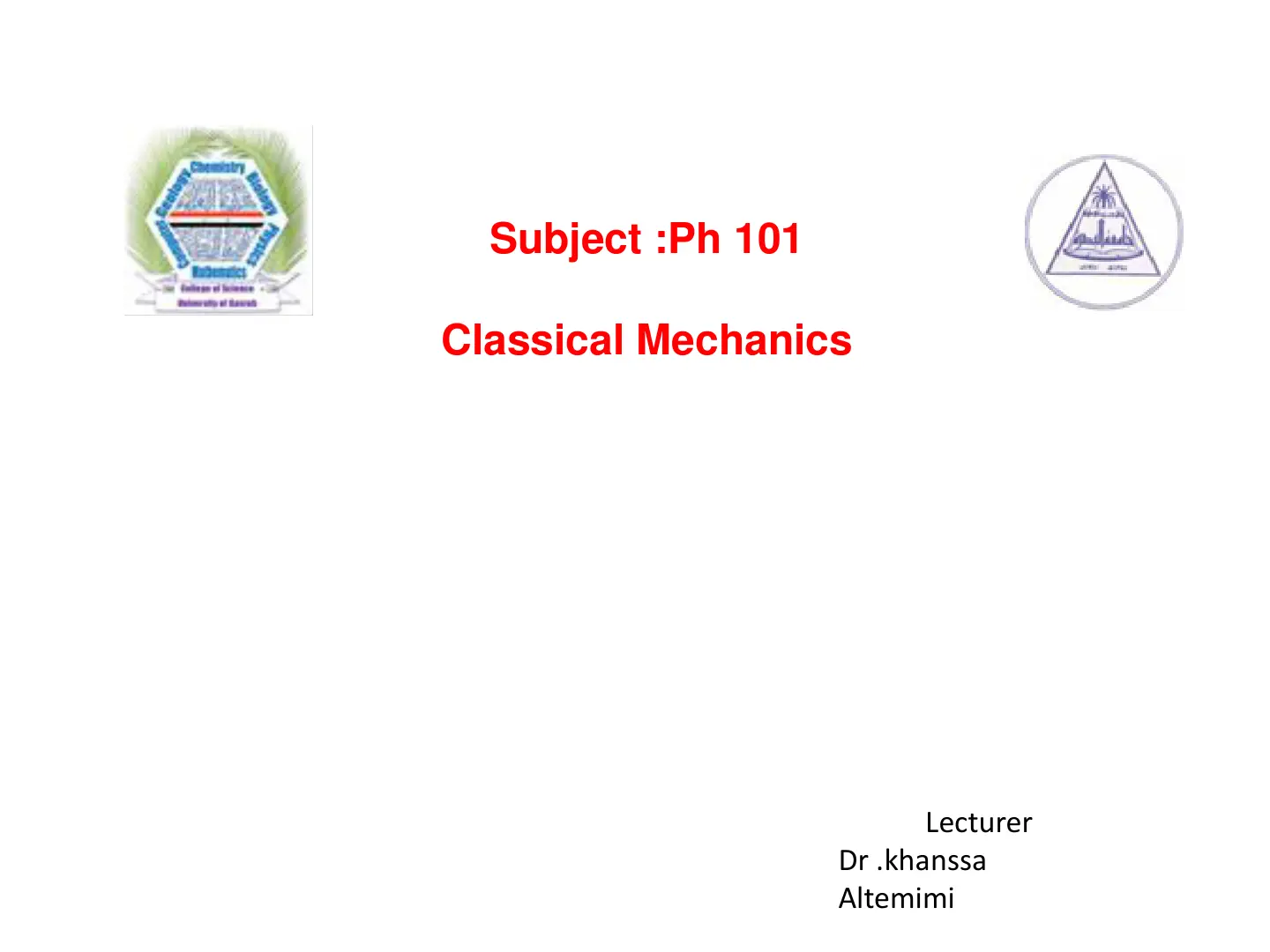 غلاف تقرير Classical Mechanics