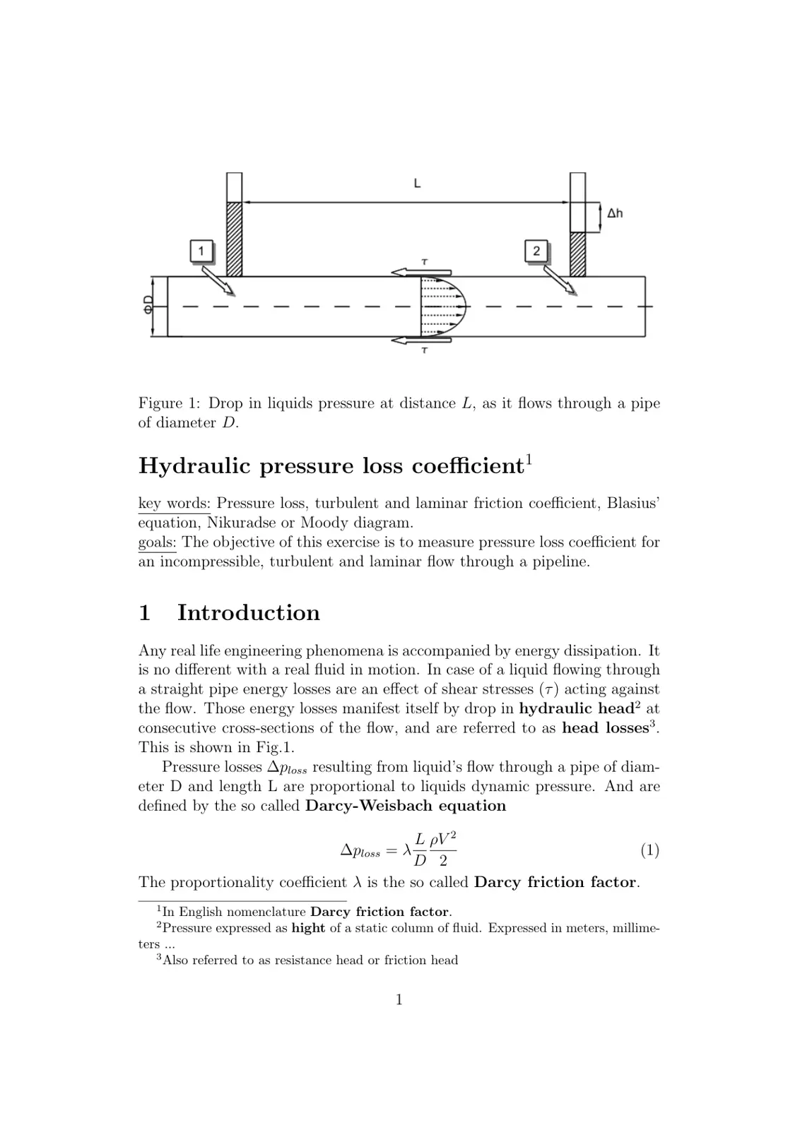 غلاف تقرير Hydraulic pressure loss coefficient