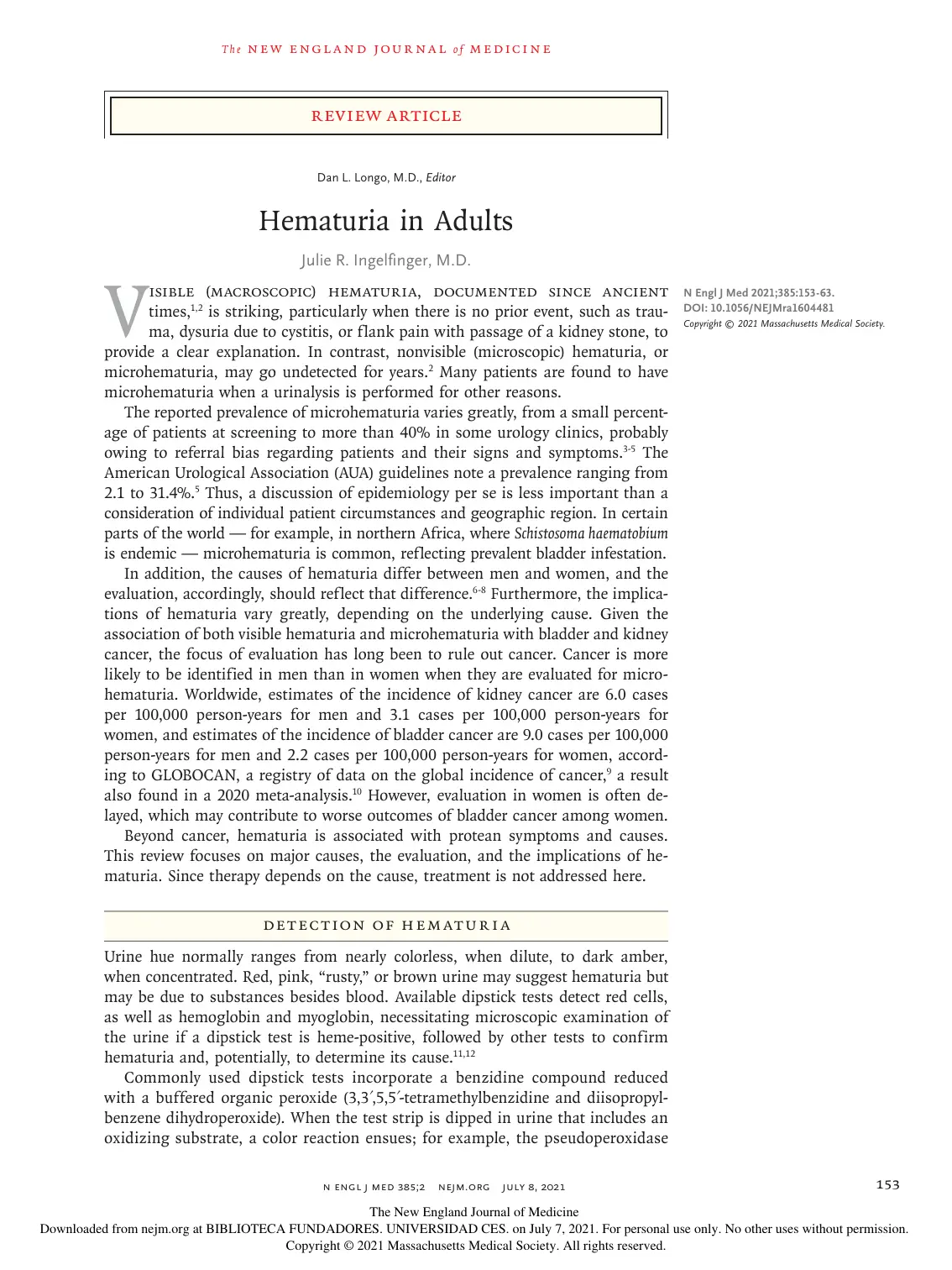 غلاف تقرير Hematuria in Adults