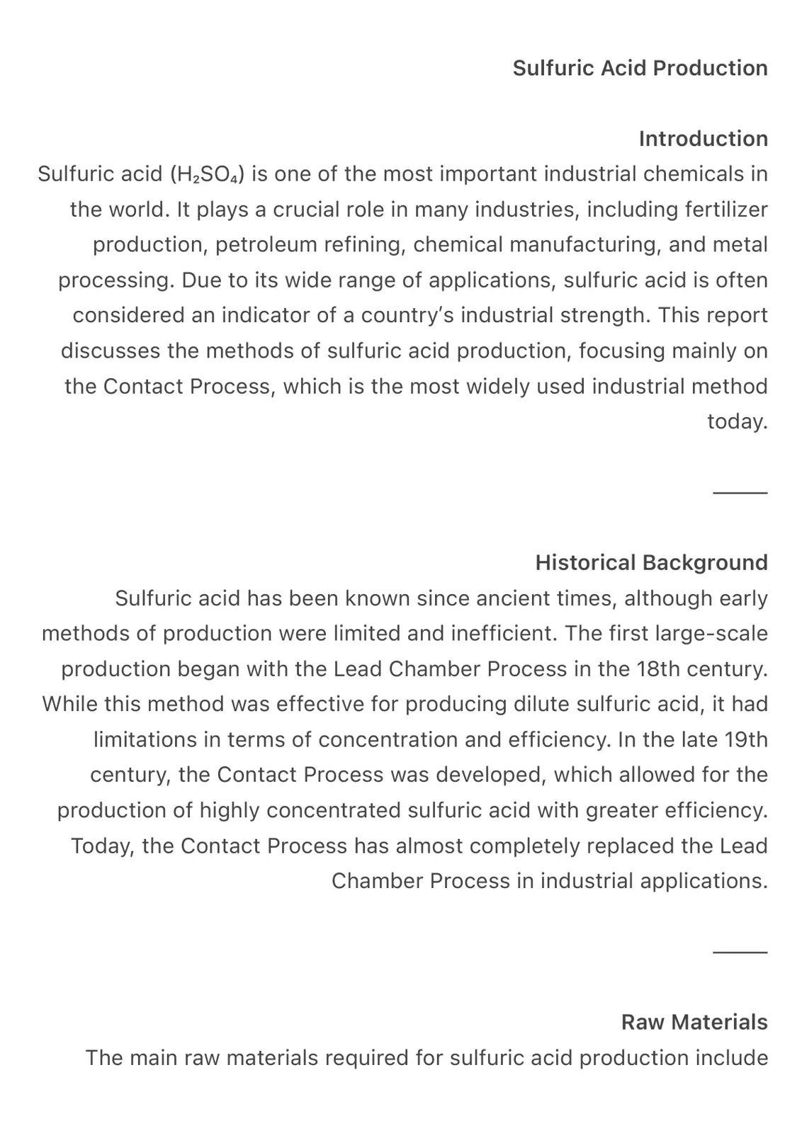 غلاف تقرير Sulfuric Acid Production