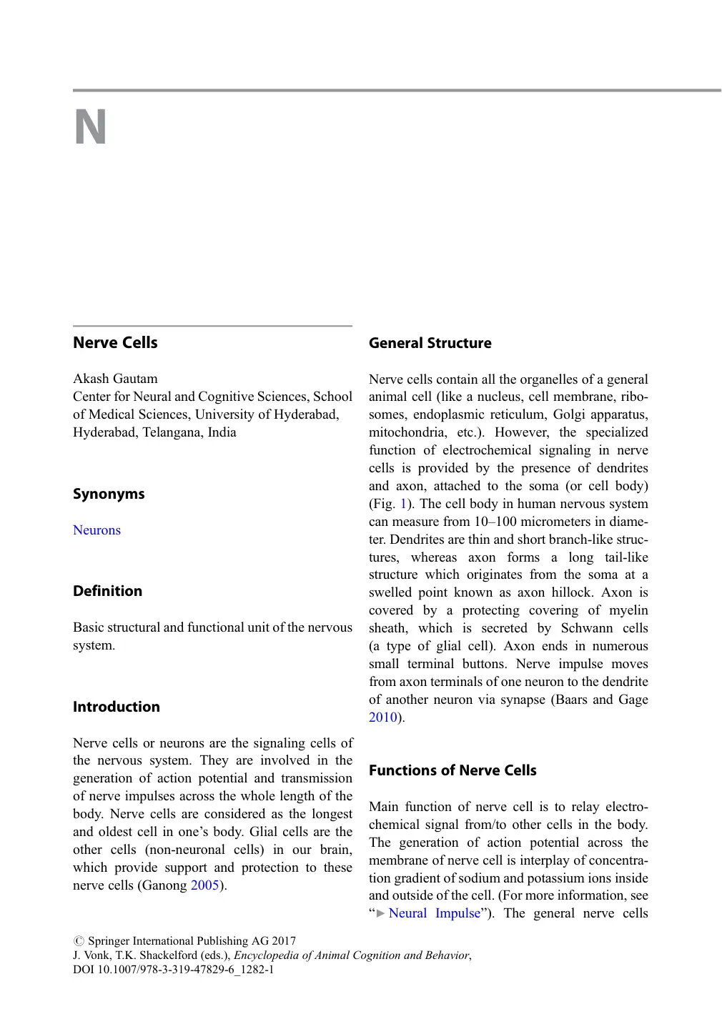 غلاف تقرير Nerve Cells