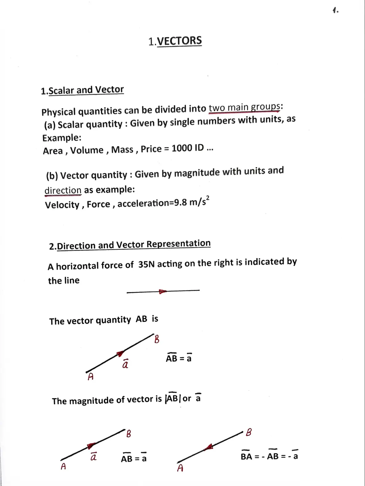 غلاف تقرير 1. VECTORS - Scalar and Vector