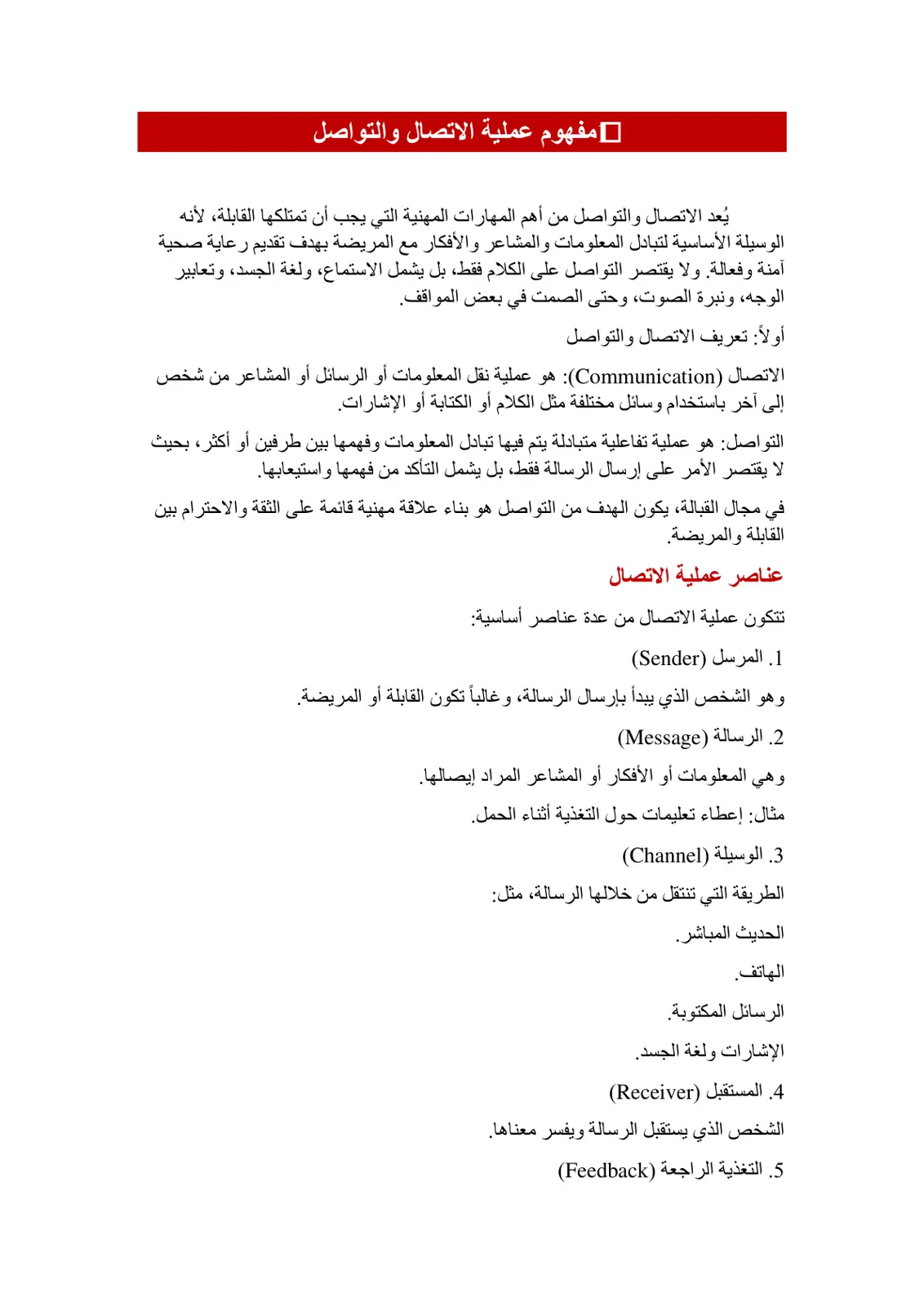 غلاف تقرير مفهوم عملية الاتصال والتواصل
