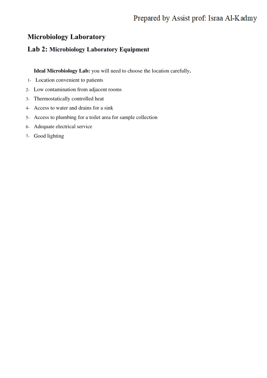 غلاف تقرير Microbiology Laboratory Lab 2: Microbiology Laboratory Equipment