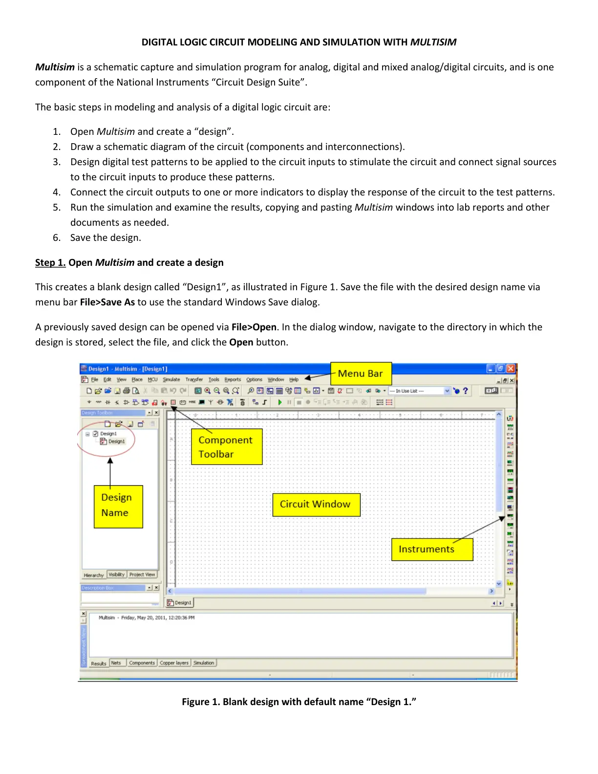 غلاف تقرير DIGITAL LOGIC CIRCUIT MODELING AND SIMULATION WITH MULTISIM