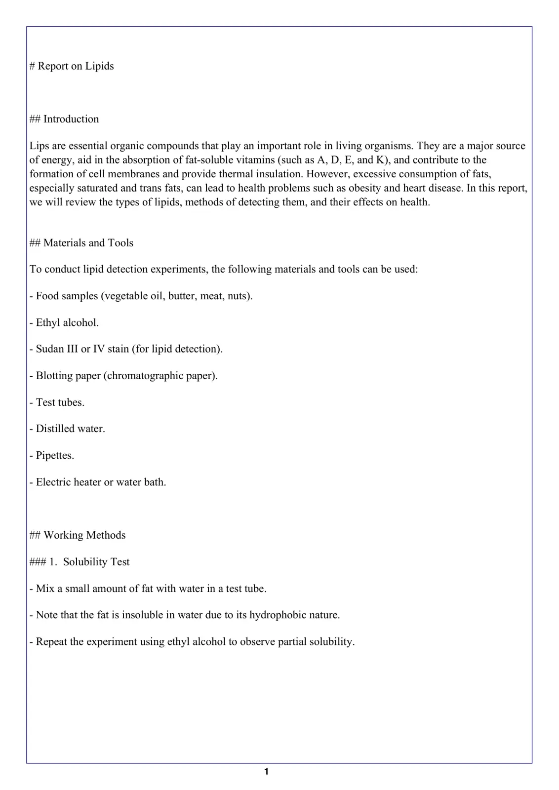 غلاف تقرير Report on Lipids