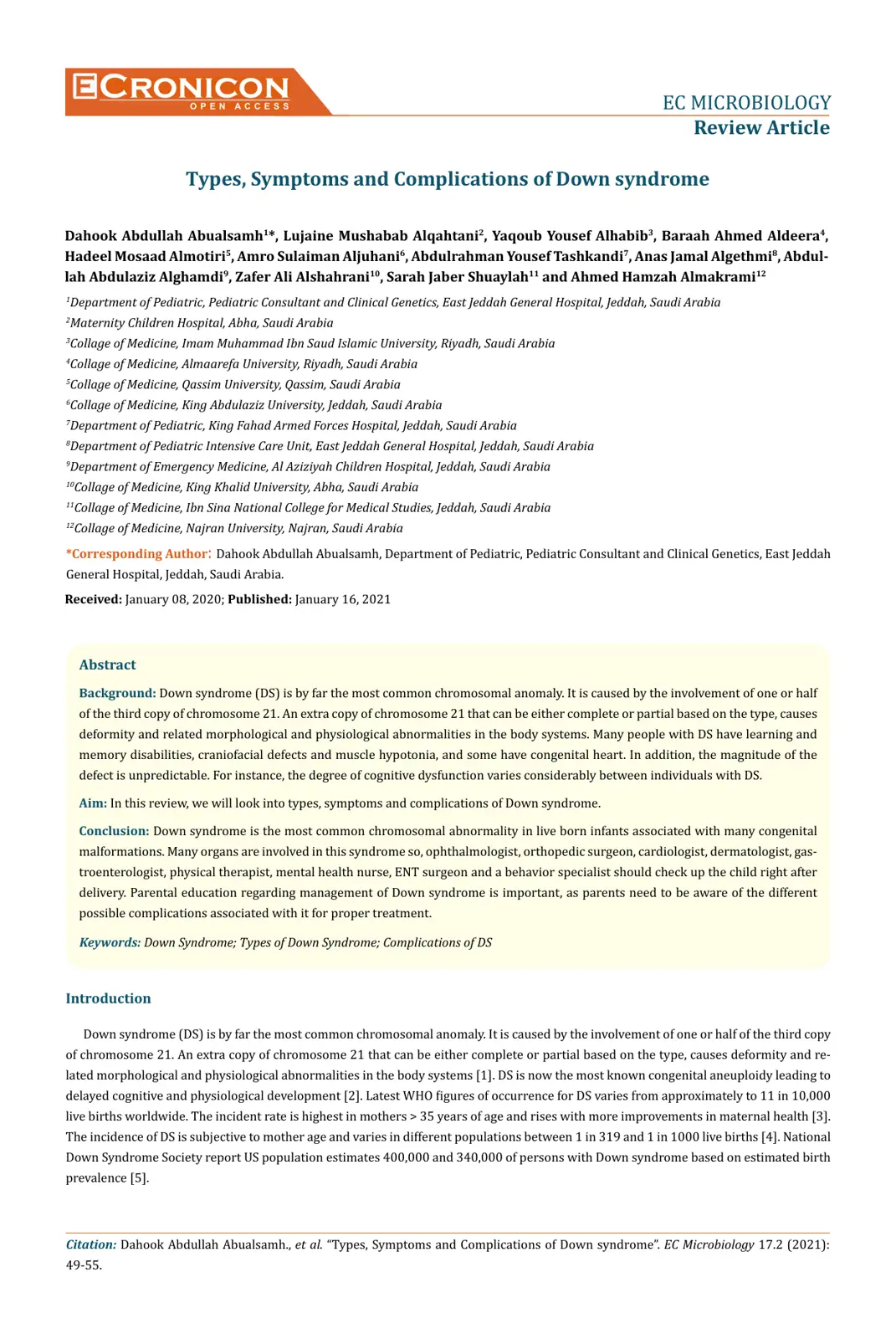 غلاف تقرير Types, Symptoms and Complications of Down syndrome