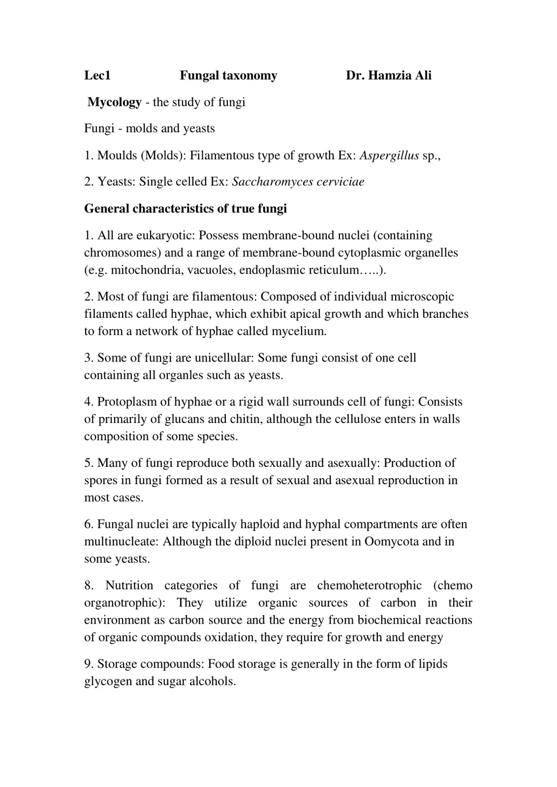 غلاف تقرير Fungal taxonomy - Mycology