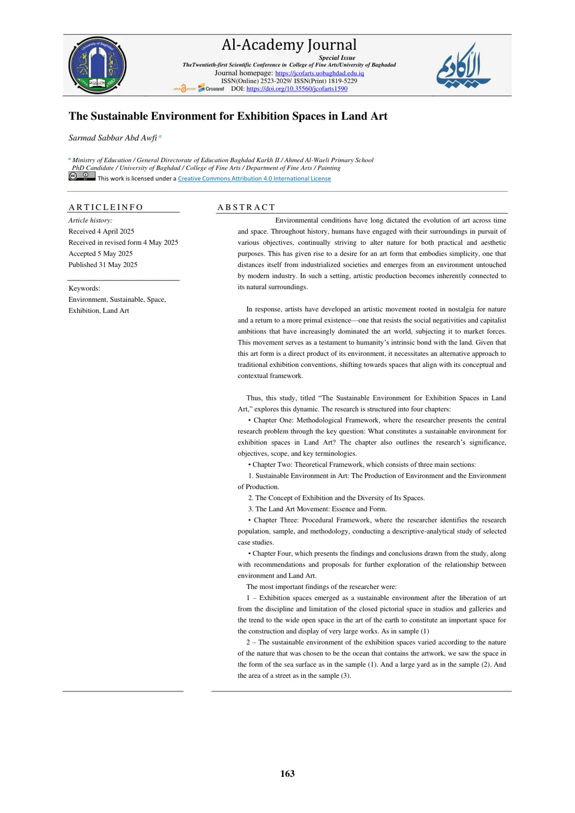 غلاف تقرير The Sustainable Environment for Exhibition Spaces in Land Art