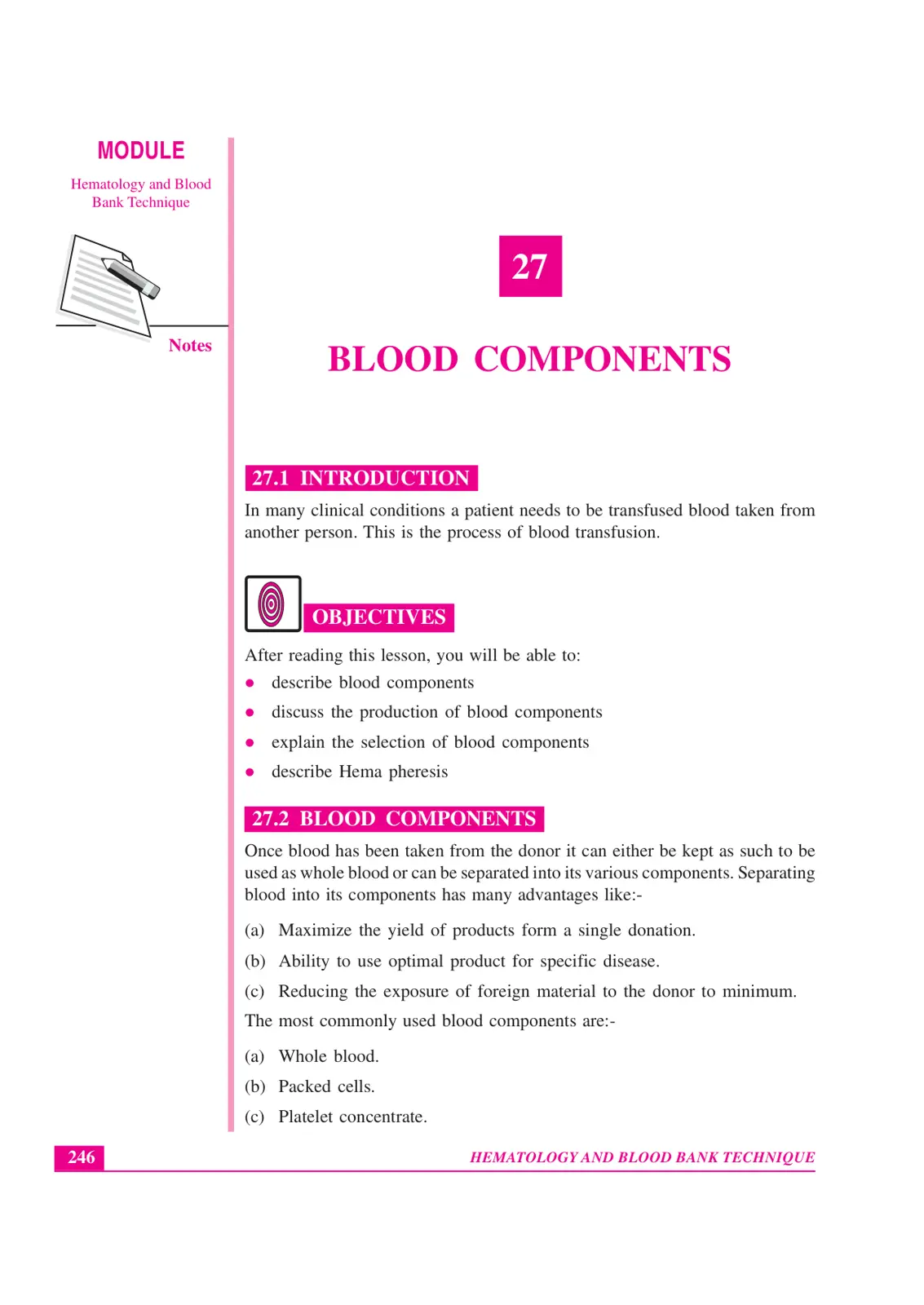 غلاف تقرير MODULE Hematology and Blood Bank Technique