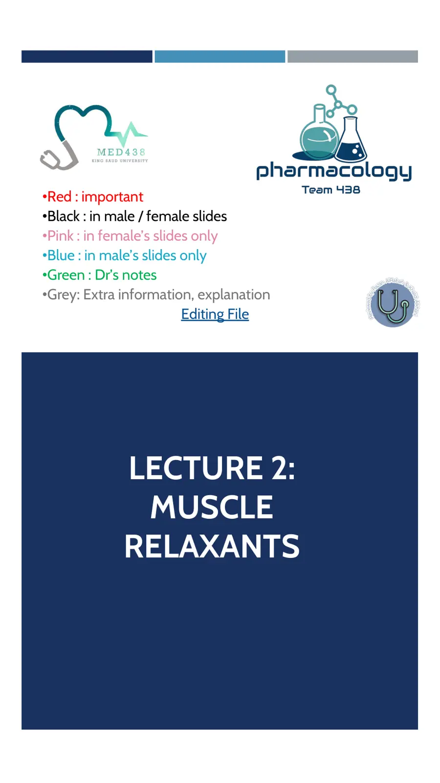 غلاف تقرير LECTURE 2: MUSCLE RELAXANTS