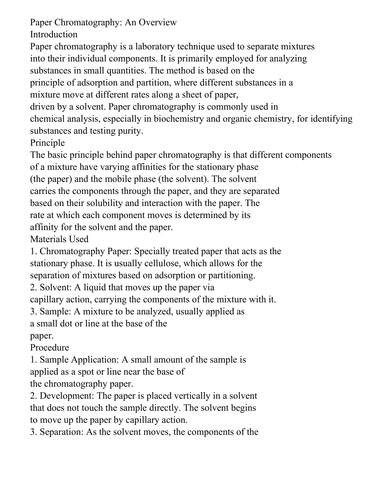 غلاف تقرير Paper Chromatography: An Overview