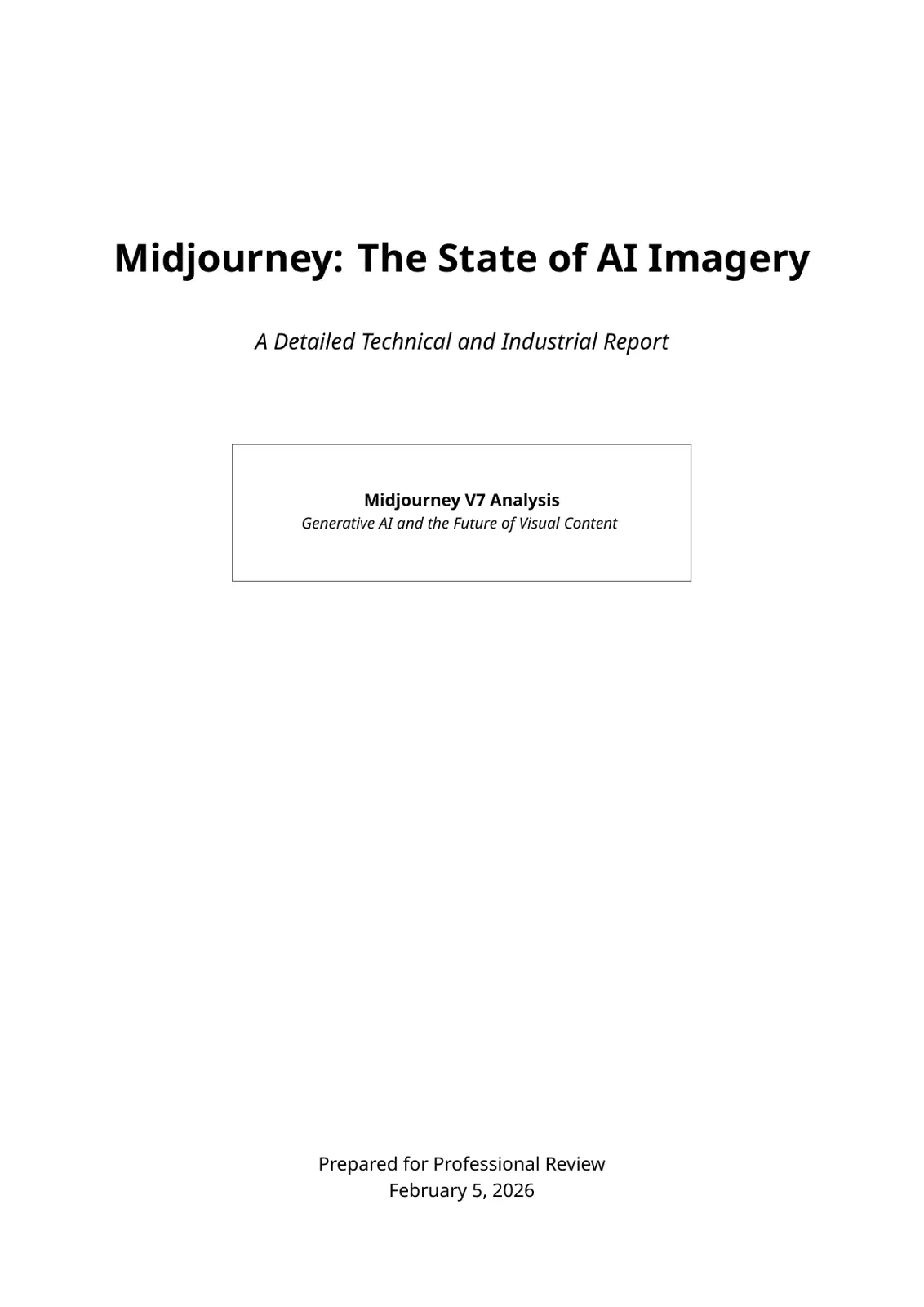 غلاف تقرير Midjourney: The State of AI Imagery A Detailed Technical and Industrial Report
