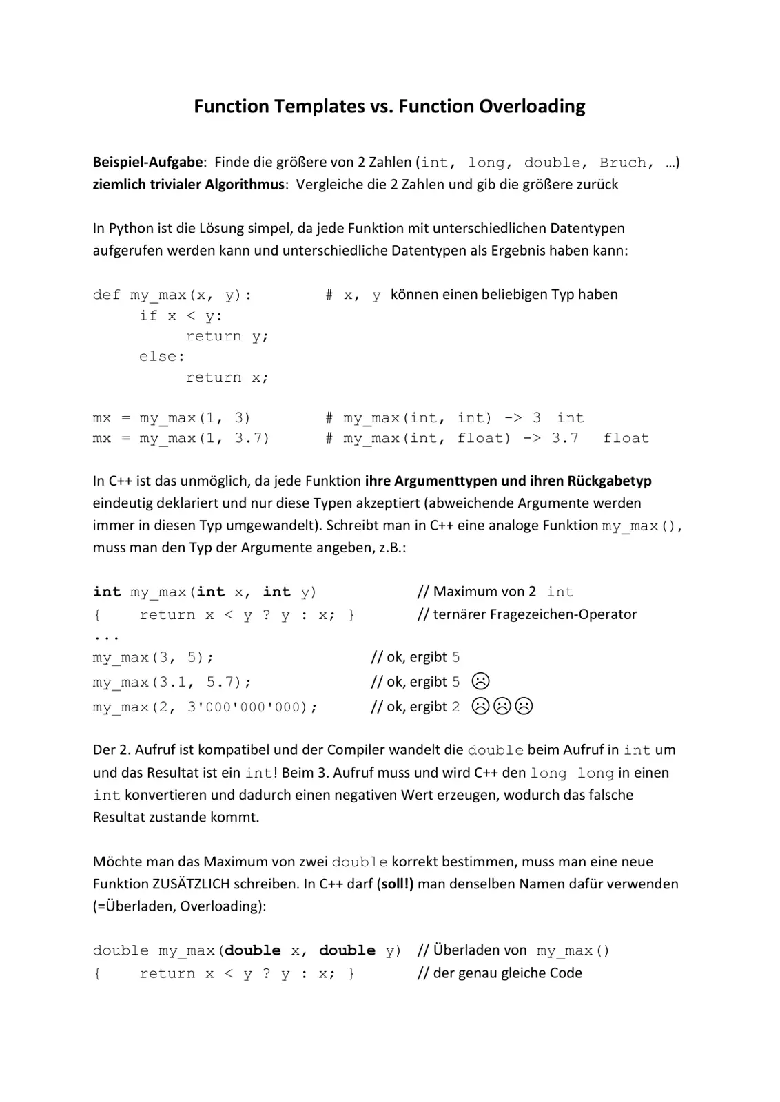 غلاف تقرير Function Templates vs. Function Overloading