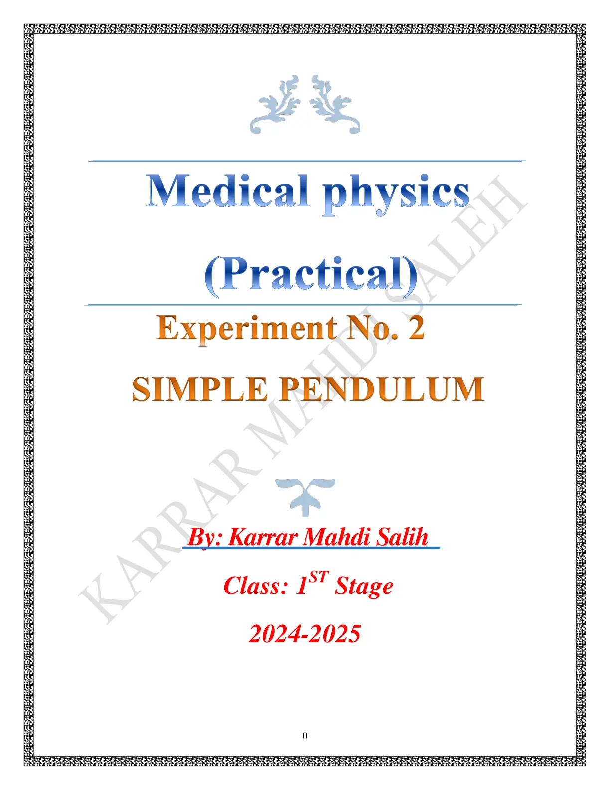 غلاف تقرير Medical physics (Practical) - Simple Pulse
