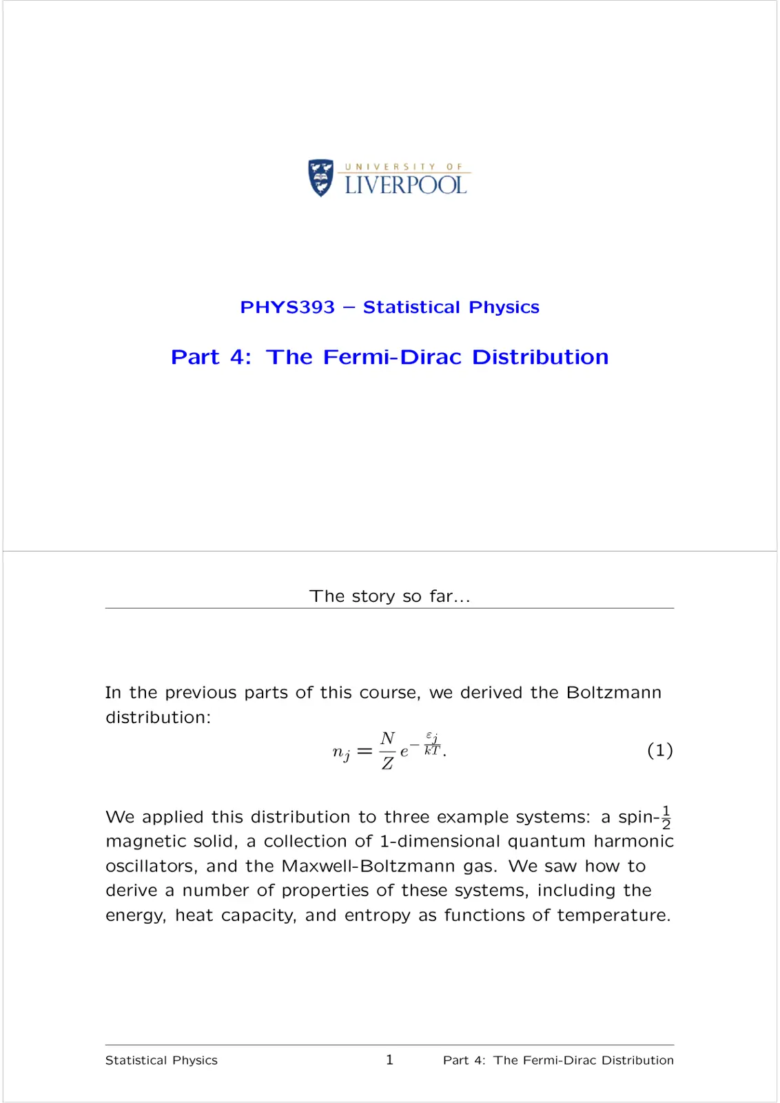 غلاف تقرير Statistical Physics Part 4: The Fermi-Dirac Distribution