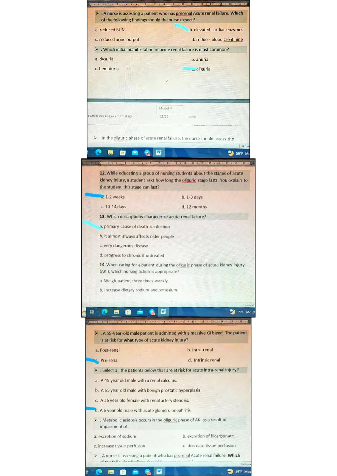 غلاف تقرير Critical nursing exam4 stage