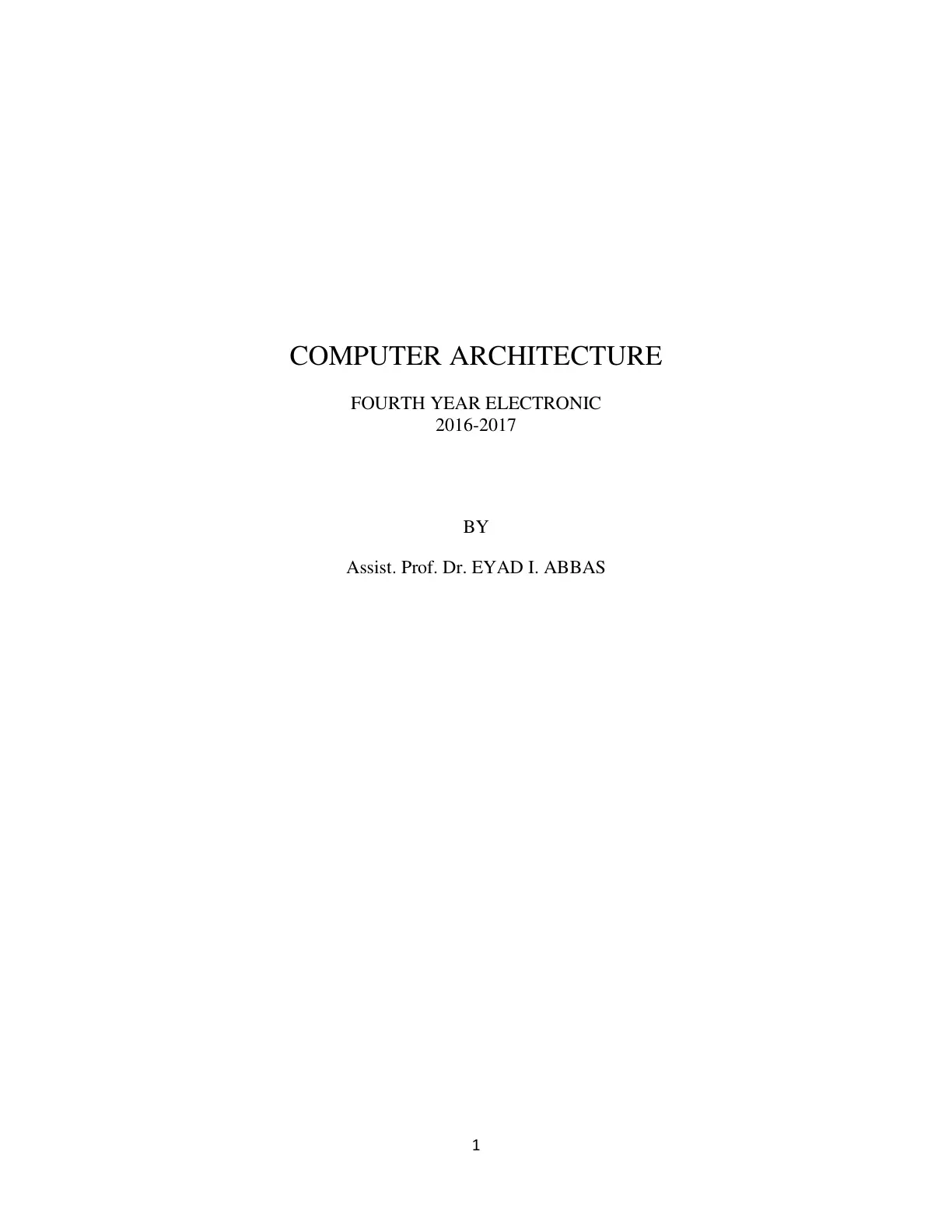 غلاف تقرير Computer Architecture
