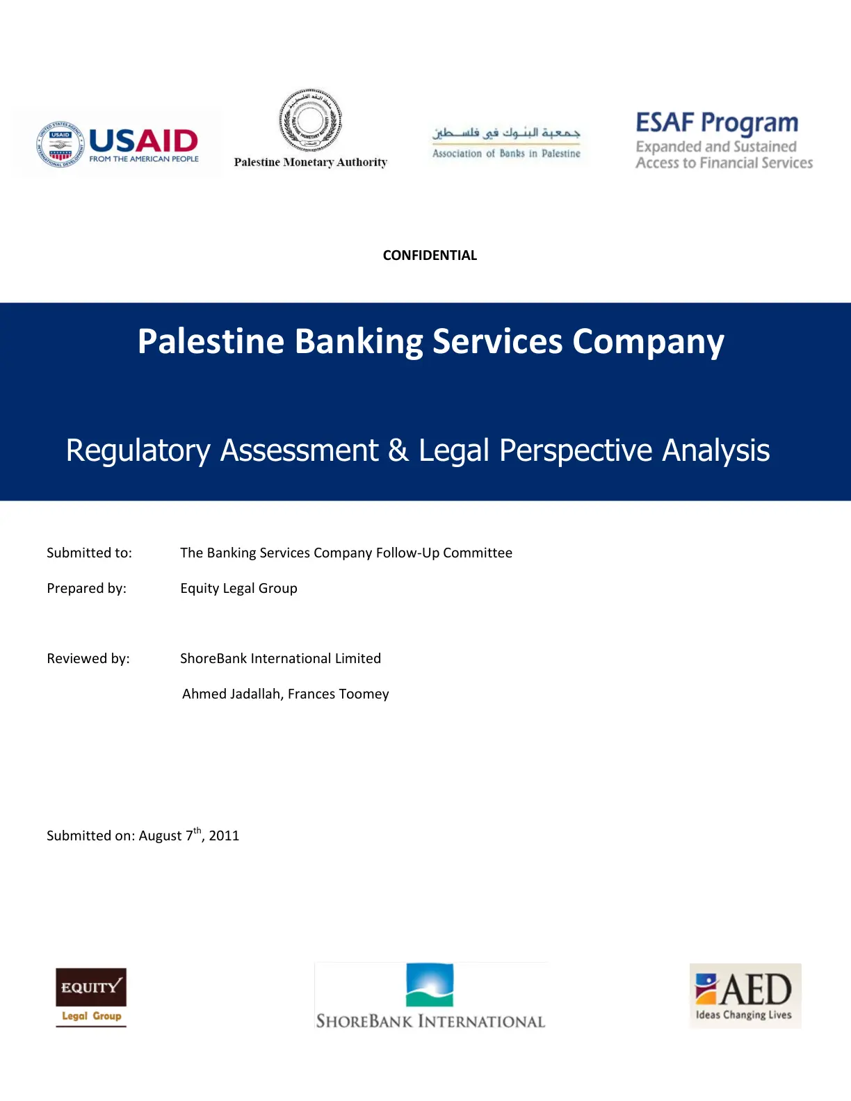 غلاف تقرير Regulatory Assessment & Legal Perspective Analysis